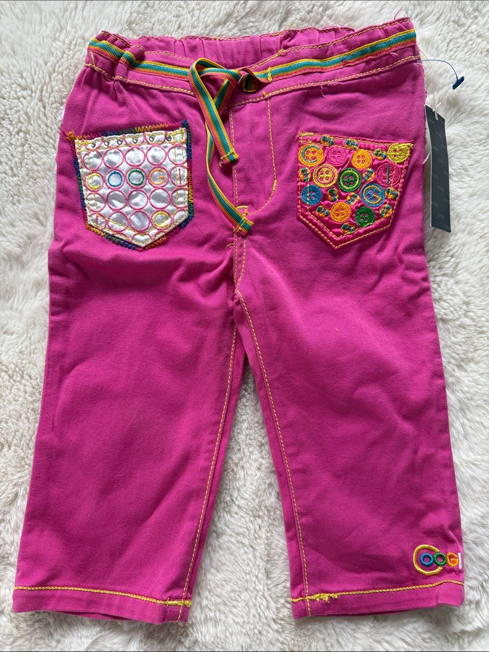 Coogi Baby Girls Pink Ruffled Pants Jeans 18 months NWT NEW